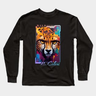 Cheetah  Animal Discovery Adventure Nature Planet Earth Paint Long Sleeve T-Shirt